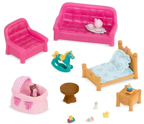 Li'l Woodzeez - Ensemble Salon et Chambre d'enfant - Meubles Miniatures - Meubles pour poupées - Accessoires pour Maisons de Jeu - 3 Ans et +