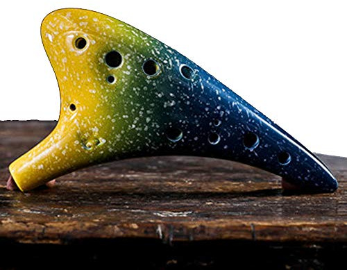 TAMUME Cerámico Ocarina Rojo 12 Hoyos Alto C Ocarinas de Leyenda de Zelda con Bolsa Protectora, Cuerda de Cuello y Hoja de Música (Limonada)