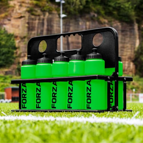 FORZA Sport Flaschenträger (750ml) mit 10 Trinkflaschen - BPA-freier Kunststoff - perfektes Trinkflasche Sport Set (Grün)