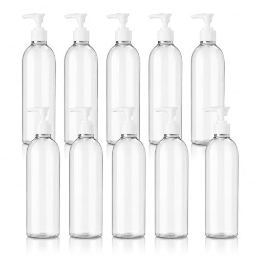 Generise Pump Bottle Dispenser x10 500ml Pump Dispenser Bottle - Ideal for Decanting Shampoos, Sun Creams, Gels etc