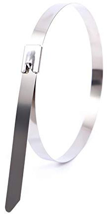 Allpax Kabelbinder aus Edelstahl Länge 200 mm, Breite 7,9 mm - 100 Stück - Silber - hitze- und kältebeständig - Verschiedene Längen und Breiten erhältlich