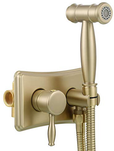 Tecmolog Unterputz Bidet Handbrause Gold 2 Strahlart Hygienedusche WC Bidet Einsatz für Toilette, Warmes und Kaltes Wasser, WS035JF