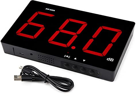 Tyenaza Medidor de Decibelios, SW-525A 30-130dB Medidor de Nivel de Sonido Montado en la Pared, Pantalla LED Grande, Alimentado por USB, para áreas Públicas Restaurantes Aulas Hospitales(210x130x30mm)