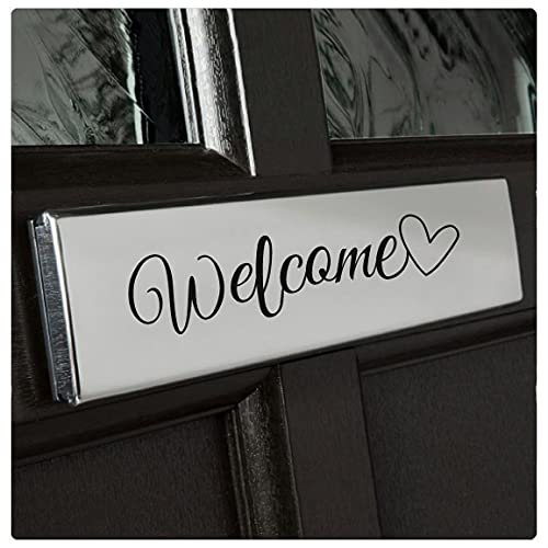 Welcome Door Letterbox Decal Sticker Transfer [20x5cm] Mail or Letter Box Vinyl, Can Also Be Transfered Onto Windows, Walls And Any Smooth Flat Surface, Home Graphic Stickers From LaoGraphics® (Black)