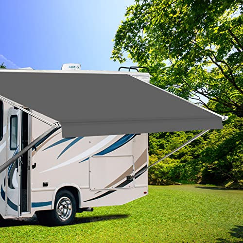 Dulepax Wohnmobil-Markisen-Stoff-Ersatz (2,7 m Stoff), strapazierfähig, 473 g, Vinyl-Stoff, Markise für Camper, universeller Camper-Vorzelt-Ersatz für alle Anhänger-Markisenmarkisen, Grau