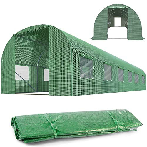PLONOS Folie für Gartentunnel ohne PE Konstruktion 140g/qm UV4 Proof Zipper Entry Schutzschürzengröße 300 x 600 x 200 cm