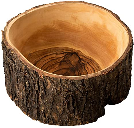 MaMeMi Cuenco de madera de olivo/cuenco decorativo/cuenco de aperitivo/frutero