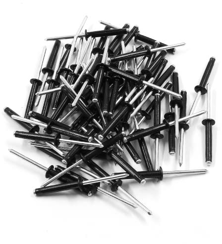 Jiozermi 60 Stück Aluminium-dreifach gefaltete Nieten, 5/32 Zoll x 2,5 cm Tri-Grip-Nieten, Sortiment, Blindnieten, Pop-Nieten, Schwarz