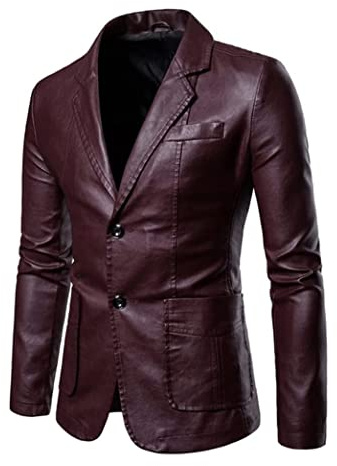 Veste homme simili cuir blouson boutons rétro style années 70 80 90 automne hiver rouge bordeaux taille 4XL manteau confortable vintage streetwear idée cadeau homme hiver
