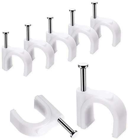 Cable Clips, 10 mm 100 Pcs Nail Clips Strong Durable White Round Cable Tacks, Wall Wire Tidy Holder Clip Management Cable Pins