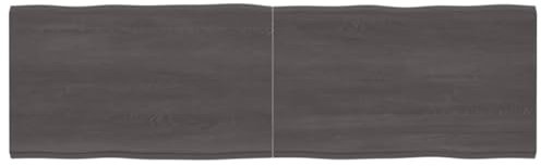 Festnight Massivholzplatte, Tischplatte, Arbeitsplatte aus Massivholz, Schreibtischplatte, Holzplatte für Tisch Esstisch Couchtisc mit Baumkant Dunkelgrau 200 x 60 x 4 cm