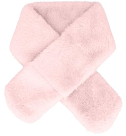 Kids Scarf, Kids Winter Fleece Scarves Warm Plush Scarf Wrap Cross Collar Children Neck Warmer Solid Color Neckerchief for Little Boys Girls Toddlers A7ETWJ (light pink)
