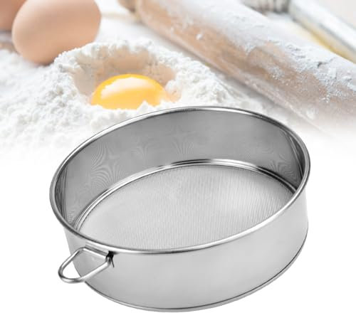 TANCUDER Tamis à Farine Inox 25cm Tamis de Pâtisserie Maille Fine Tamis Patisserie Farine Tamis pour Farine Tamis Fins en Acier Inoxydable Tamiseur de Farine pour Gâteaux Légumes Farine Pâtes
