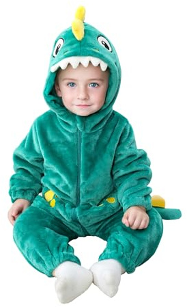 Doladola Sparkdräkt, unisex, baby, vår, höst, vinter, djur, giraff, björn, snöoverall för babyflicka, babypojke(6-12 månader,Grön haj)