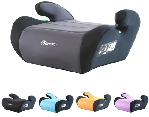 Bemesu Kindersitzerhöhung, Sitzerhöhung Auto Kinder 125-150cm, Kinderautositze Nach Neuer i-Size Norm R129, Kindersitz ohne ISOFIX, Autositz für Kinder 6-10 Jahre (Grau)