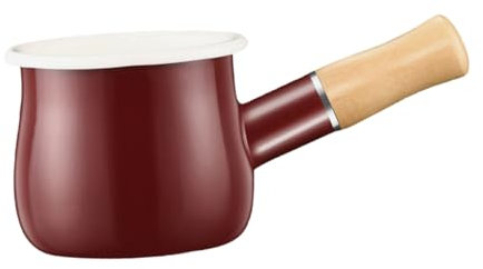 Cabilock Emaille Milchkännchen Mit Ausgießer Und Griff Milchkochtopf Für Heißmilch Kaffee Und Tee Robuste Emaillierte Kanne Aus Holzmaterial Vielseitig Einsetzbar Für Camping Und