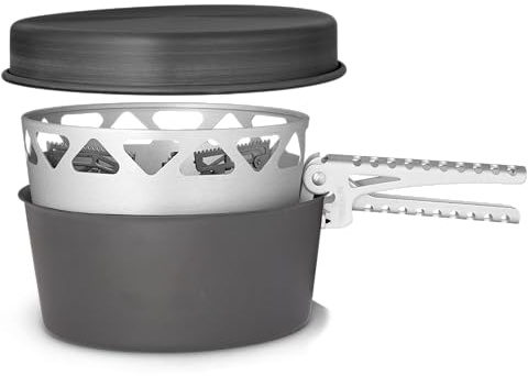 Primus Gas Stove Camping Cooking Set - Essential Plus Stove Set - 1x Camping Pan - 1x Camping Pot LiTech 1.3L - 1x Built in Gas Burner - Camping Cooking Equipment - Camping Stove Set - Camping Pan Set