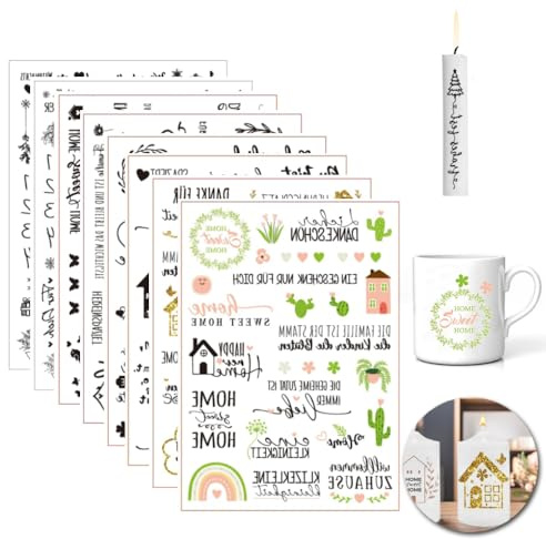 Zasvec Kerzentattoos Weihnachten 7 Stück Weihnachts-Kerzensticker Wasserschiebefolie für Kerzen DIY Kerzenaufkleber Kerzenfolien Dekorieren