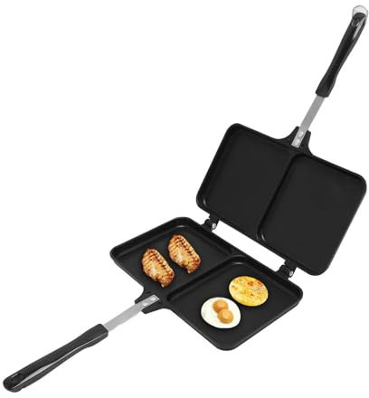 Macchina per Panini Tostati a Doppio Lato, Padella Multifunzione per Panini per la Colazione, Tostapane da Campeggio per Fornello a Gas da Domestico