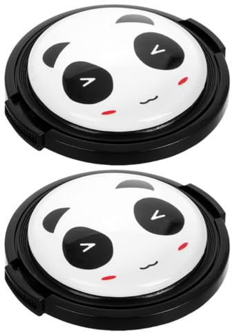 Hemobllo 2pcs Panda copriobiettivo universale protezione per obiettivi della fotocamera con stampa laterale e manico strutturato, facile da usare, durevole e resistente ai graffi