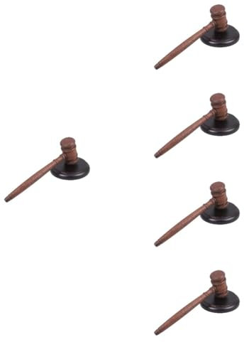 VILLCASE 5 Juegos Juez Martillo Martillo De Apoyo Bloque De Sonido Para Abogado Magnético Peluca Blanca De Juez Herramientas De Tapicería Electricista Disfraz De Abogado Madera Brown