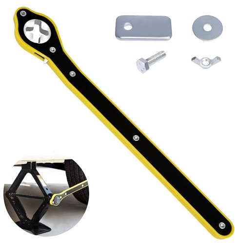 Car Jack Ratchet Wrench, Labor-Saving Tire Jack Handle, Scissor Jack Adapter for Car with Long Handle, 360° Swivel Tire Wheel Lug Wrench for Travel/Truck/SUV/Vans