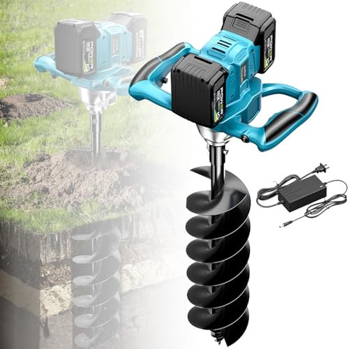 Trivella elettrica for pali da 1200 W, trivella for pali di recinzione senza fili da 40 m/60 m/80 m/100 m con 2 batterie, 6 velocità regolabili, direzione avanti e indietro, trivella for piantagione(6