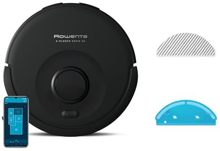 Rowenta X-Plorer Serie 85, Robot Aspirapolvere Potente con Navigazione Intelligente e Mappatura Permanente, Aspira e Lava con Spazzola Electro-Brush e Sistema Smart Aqua Power, RR87C5FE