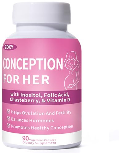 conception for her Fertility Supplements for Women, Prenatal Vitamin Support with Myo-Inositol, Folate, and Chasteberry – Supports Hormonal Balance, Ovulation & Regular Cycles – 90 Capsules
