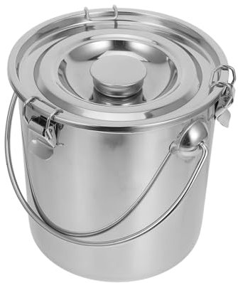 Mikinona Seau à Huile En Acier Inoxydable Hermétique Avec Couvercle Petit Seau De Transport 20 * 20 Cm Pour Lait Et Huiles Cuisine