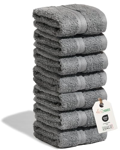 nice homeit Juego de 6 Toallas de 30 x 30 cm – Toallas de Cara y Invitados 100% algodón – para Manos, Maquillaje, Cocina, hogar y Viajes (Gris Oscuro)