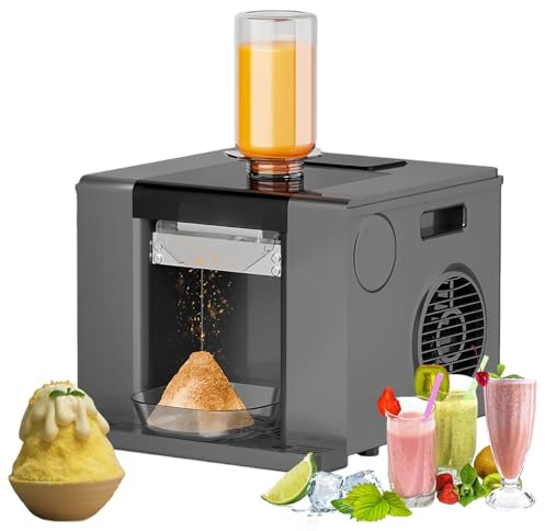 Glowdora Macchina per Ghiaccio A Fiocchi di Neve, Macchina per Ghiaccio Tritato, Macchina Automatica per Granita, Adatta per Feste/Bar/Uso Domestico/Negozi di Bevande (Bianco/Grigio) Grey
