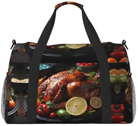 WZYCWB Sac de voyage portable pour le week-end, le fitness, le yoga, le fitness et d'autres scénarios Rose, Dinde rôtie alléchante, Taille unique