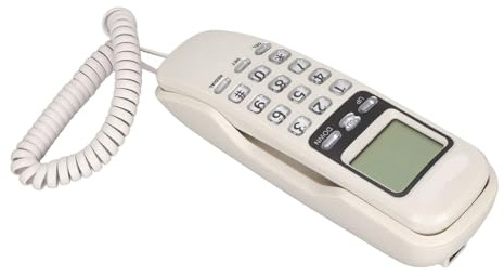 SUNGOOYUE Piccolo Telefono a Corda Rossa con Display LCD per, Facile Funzione di Ricarica per Anziani e Bambini, Materiale ABS, Telefono Alberghiero (WHITE)