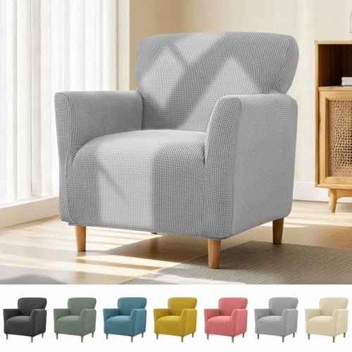 Funda elástica para sillón con reposabrazos, funda elástica de jacquard para sillón, funda suave para sillones y sillas tapizadas, ajuste universal, para proteger contra manchas, pelos y desgaste