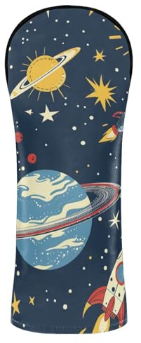 Set di coperture per mazze da golf vintage Rockets Planets con targhette intercambiabili per regali da golf per conducenti