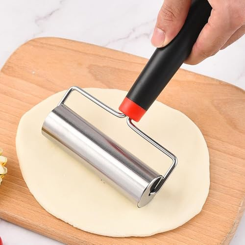 Edelstahl Nudelholz, Teigroller Klein Anti-Rost Nudelholz Perfekt Backzubehör für Fondant, Pizza, Kuchen, Nudelteig und Mürbeteig