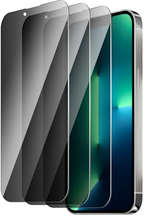 QZYWIKA Privacy screen protector for iPhone 13 pro max/14 plus, 3 Pack tempered glass 9H hardness, Privacy screen, Bubble-free Scratch-resistant Impact-resistant