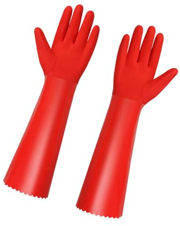 Watreketal PVC Materials Long Cuff Work Gloves Waterproof Insulated with Antislip Texture for Dish Washing Vehicle Wash Cold Storage Use Waterproof Gloves