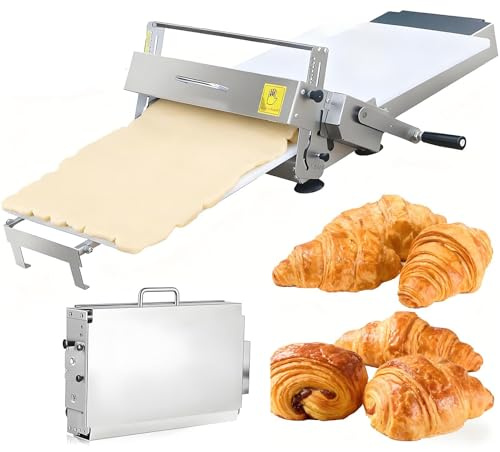 Fällpress | Degskiva i rostfritt stål för hem- och kommersiellt bruk | Bakverksrulle med justerbar tjocklek | Bordslaminator för perfekt deg och bakverk