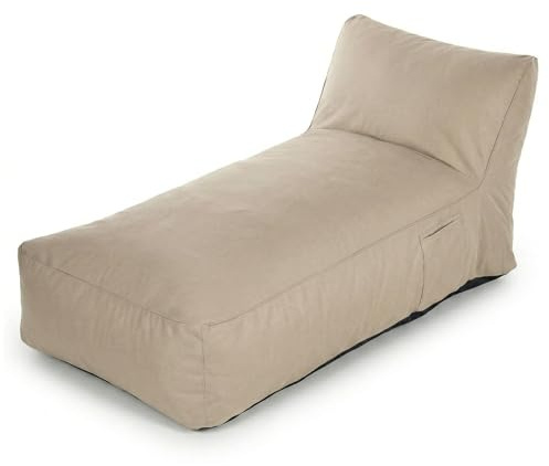 80 Oak Premium XXL Outdoor Sitzsack-Liege mit Memory Foam Füllung, wetterfest & UV-beständig, 600D Oxford Nylon, für Garten, Balkon, Pool (Beige/Hellgrau/Dunkelgrau) (Beige, Sitzsack lang)