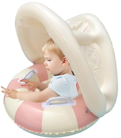 Salvagente Neonato Con Parasole, Babys Float Gonfiabile Per Neonato 3-72 Mesie, Salvagente Gonfiabile Per Bambini Con Sedile E Maniglia, Anello Galleggiante Per Bambini Per Piscina