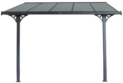 X-Metal Pergola Adossée en Aluminium Anthracite 3,05x3,14m avec Toit en Polycarbonate 6mm