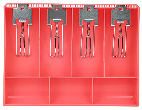 4 Slots Cash Drawer Insert Tray, Replacement Cash Register Tray with 4 Clips (Pink)