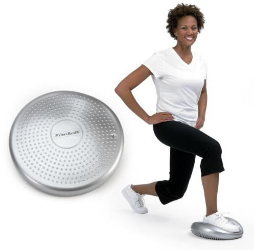 THERABAND Stability Disc, 13-Inch Silver, Latex-Free, Pre-Inflated Balance Cushion for Core Strength, Wobble Seat for Posture & Active Sitting, Wobble Disc for Office Chair or Rehab