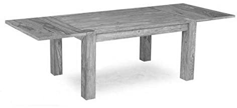 MASSIVMOEBEL24.DE Esstisch mit Ansteckplatten Sheesham 160-200/240x90x76 grau geölt Nature Grey #304