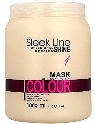 stapiz färg hårmask med silke protein Sleek Line reparation och glans 1000 ml