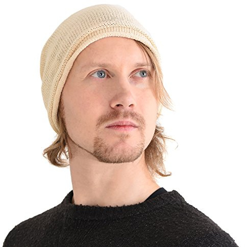 CHARM Bonnet en Soie 100% Naturel, Bonnet De Nuit Homme, Naturel