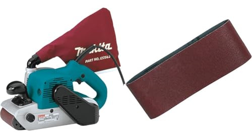 Ponceuse à bande 1200 W 100 x 610 mm - MAKITA 9403 & 5 BANDES ABRASIVES MAKITA 100X610 MM GRAIN 80 POUR BOIS MÉTAL-P36902