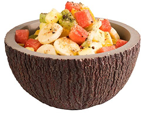Cuenco APS Coconut, cuenco de coco, Ø 18 cm, H: 9,5 cm, enfriador de botellas, cuenco de cereales, cuenco de ensalada, cuenco de sopa, hormigón con parte inferior que protege los muebles, 1 litro